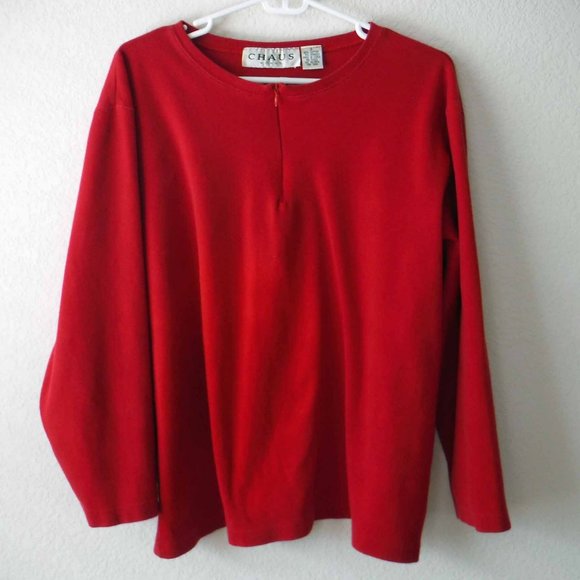 Chaus Red Zip Neck Sweater - Size 2 - Picture 1 of 3